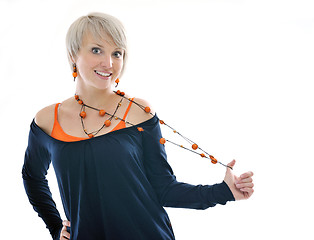 Image showing happy young girl isolated on white in studio