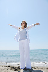 Image showing young woman relax  on beach