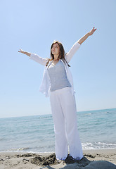 Image showing young woman relax  on beach