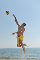 Image showing male beach volleyball game player