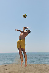 Image showing male beach volleyball game player