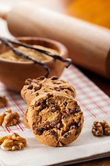 Image showing Christmas chocolate cookies with baking ingredients