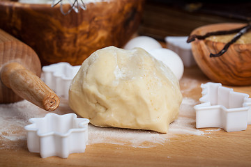 Image showing Raw dough with baking ingredients