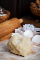 Image showing Raw dough with baking ingredients