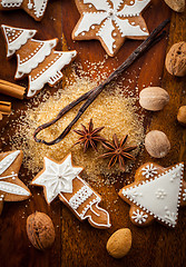 Image showing Gingerbread cookies with nuts and spices