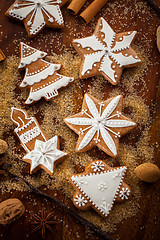 Image showing Gingerbread cookies with nuts and spices