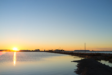 Image showing Sunrise over Santa Pola salt farm