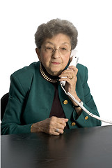 Image showing senior woman telephone