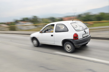 Image showing Fast car moving with motion blur