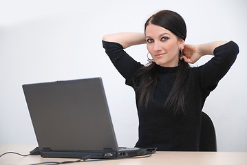 Image showing young woman with laptop 