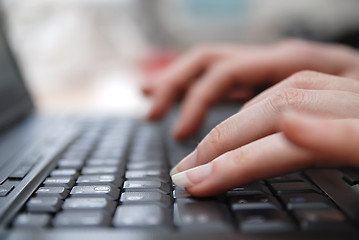 Image showing woman hands typing on laptop keyboard