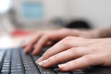 Image showing woman hands typing on laptop keyboard