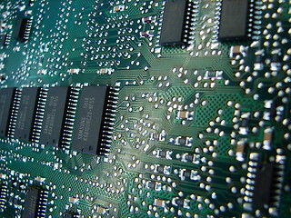 Image showing green motherboard macro