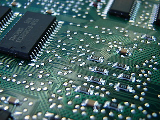 Image showing green motherboard macro