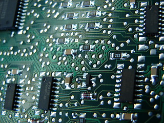 Image showing green motherboard macro