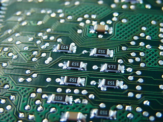 Image showing green motherboard macro