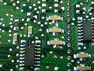 Image showing green motherboard macro