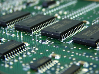 Image showing green motherboard macro