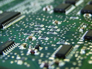 Image showing green motherboard macro