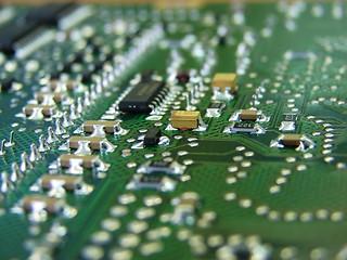 Image showing green motherboard macro