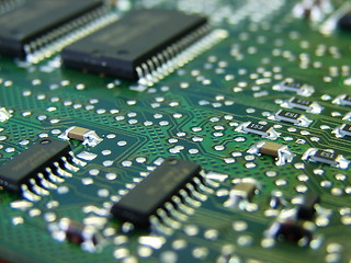 Image showing green motherboard macro