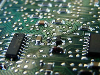 Image showing green motherboard macro