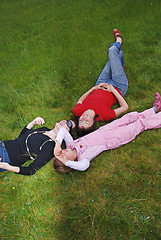 Image showing happy girls relaxing 