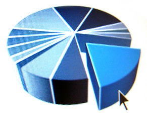 Image showing pie chart with black arrow