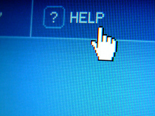 Image showing help online and hand cursor above