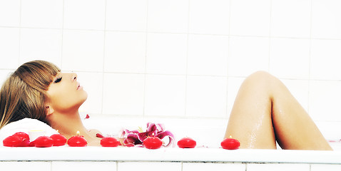 Image showing woman bath flower