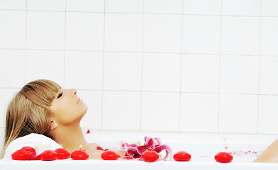 Image showing woman bath flower