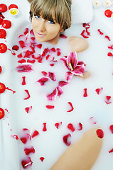 Image showing woman bath flower