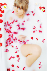 Image showing woman bath flower