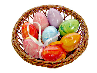 Image showing easter eggs in basket