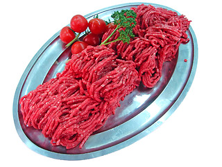 Image showing fresh meat and tomato on plate