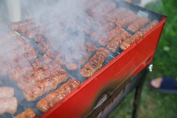 Image showing sausages on grill