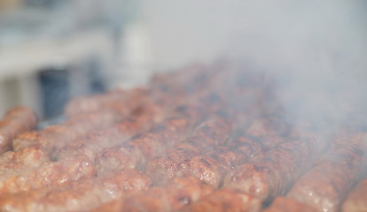 Image showing sausages on grill