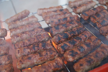 Image showing sausages on grill