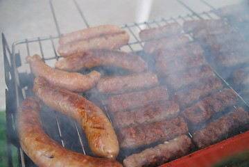 Image showing sausages on grill