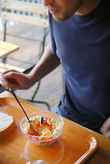 Image showing man eating healthy food it an restaurant
