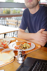 Image showing man eating healthy food it an restaurant