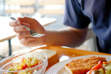 Image showing man eating healthy food it an restaurant