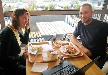 Image showing happy couple at lunch 