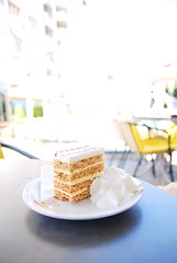 Image showing cake and coffee on table