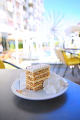 Image showing cake and coffee on table