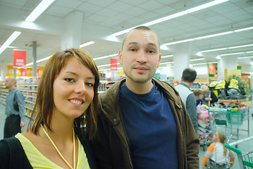 Image showing happy young couple in supermarket