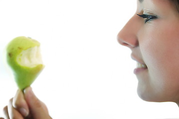 Image showing beautiful girl with pear