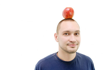 Image showing man with apple on head