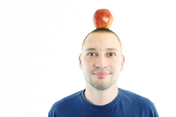 Image showing man with apple on head