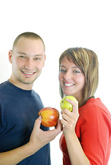 Image showing healthy couple with apple